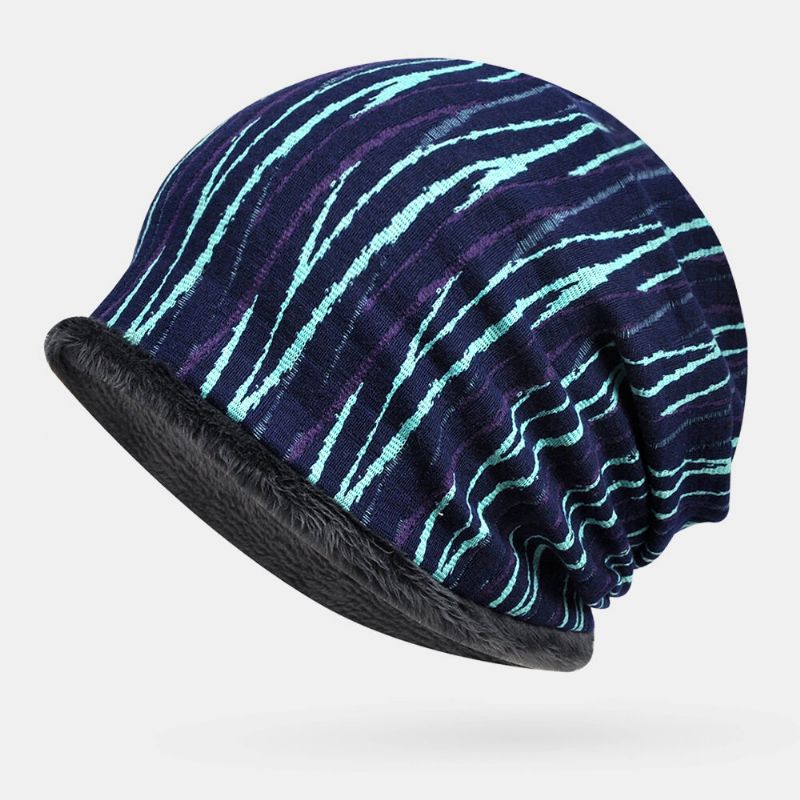 Unisex Plus Velvet Espesor Keep Warm Riding Outdoot Stripe Pattern Bufanda Multiusos Gorro Para La Cabeza