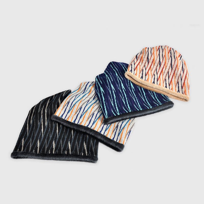 Unisex Plus Velvet Espesor Keep Warm Riding Outdoot Stripe Pattern Bufanda Multiusos Gorro Para La Cabeza