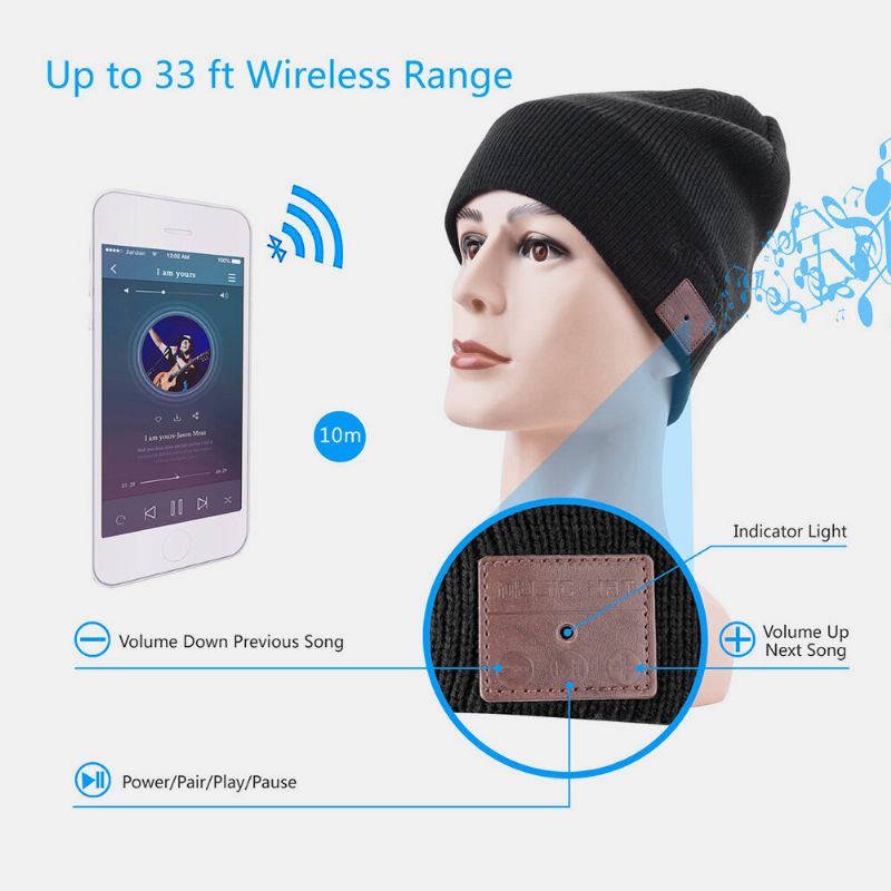 Unisex Plus Velvet Warm Long Standby Bluetooth 5.0 Wireless Usb Charging Music Hat Sombrero De Punto