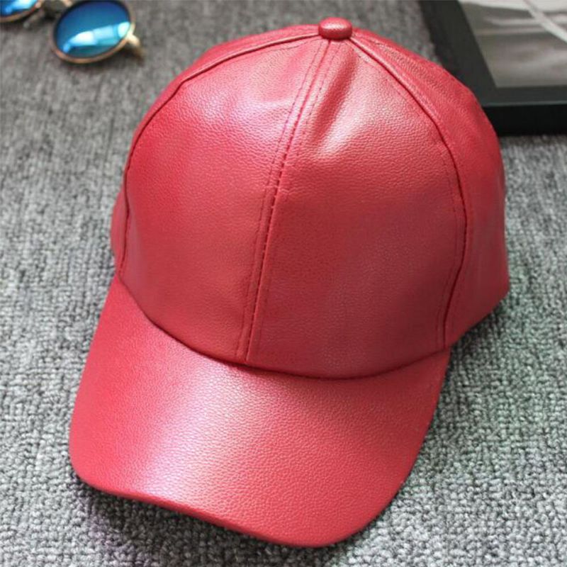 Unisex Pu Cuero Color Sólido Placa Ligera Estilo Hip-hop Visera Curva Gorra De Béisbol