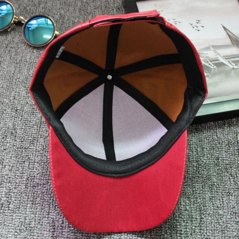 Unisex Pu Cuero Color Sólido Placa Ligera Estilo Hip-hop Visera Curva Gorra De Béisbol