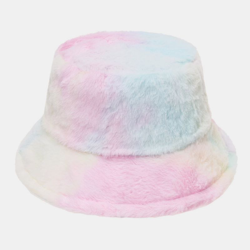 Unisex Rabbit Hair Color Gradient Rainbow Plush Warm All-match Casual Sombrero De Cubo Al Aire Libre