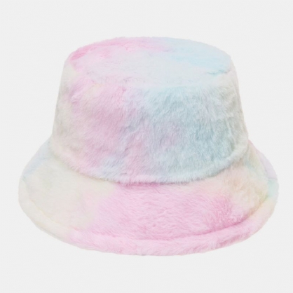 Unisex Rabbit Hair Color Gradient Rainbow Plush Warm All-match Casual Sombrero De Cubo Al Aire Libre