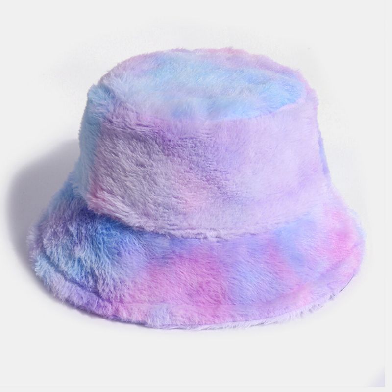 Unisex Rabbit Hair Color Gradient Rainbow Plush Warm All-match Casual Sombrero De Cubo Al Aire Libre