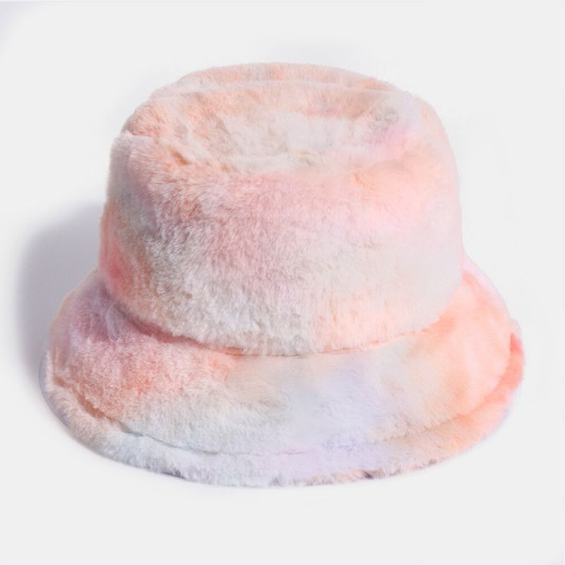 Unisex Rabbit Hair Color Gradient Rainbow Plush Warm All-match Casual Sombrero De Cubo Al Aire Libre