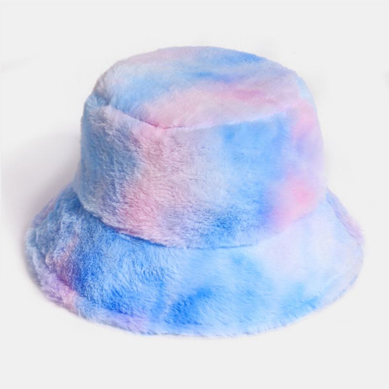 Unisex Rabbit Hair Color Gradient Rainbow Plush Warm All-match Casual Sombrero De Cubo Al Aire Libre