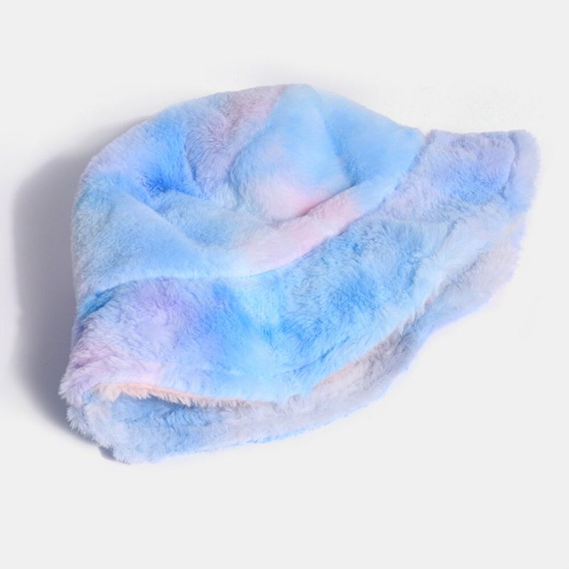 Unisex Rabbit Hair Color Gradient Rainbow Plush Warm All-match Casual Sombrero De Cubo Al Aire Libre