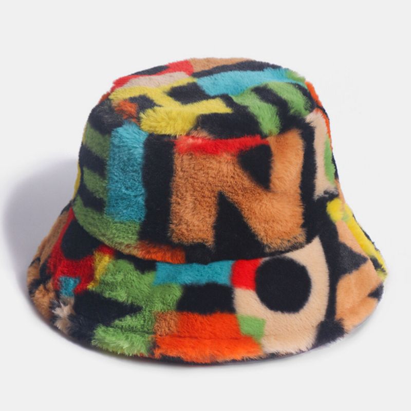 Unisex Rabbit Hair Contraste Número De Color Impresión Casual Moda Al Aire Libre Visor Bucket Hat