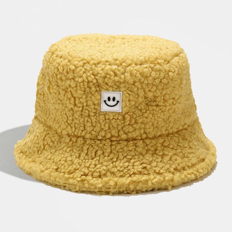 Unisex Terciopelo Sonrisa Cara Casual Mantener Caliente Sombrero Térmico Sombrero De Pareja Sombrero De Cubo