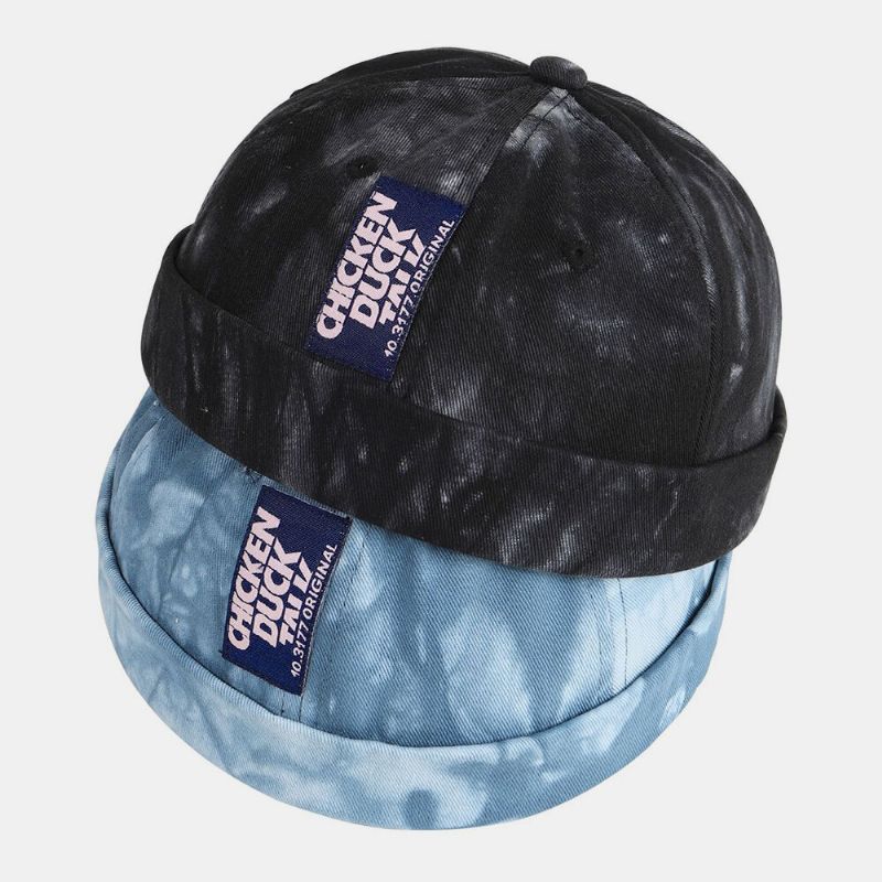 Unisex Tie-dye Algodón Moda Sombrilla Sin Ala Beanie Landlord Cap Skull Cap