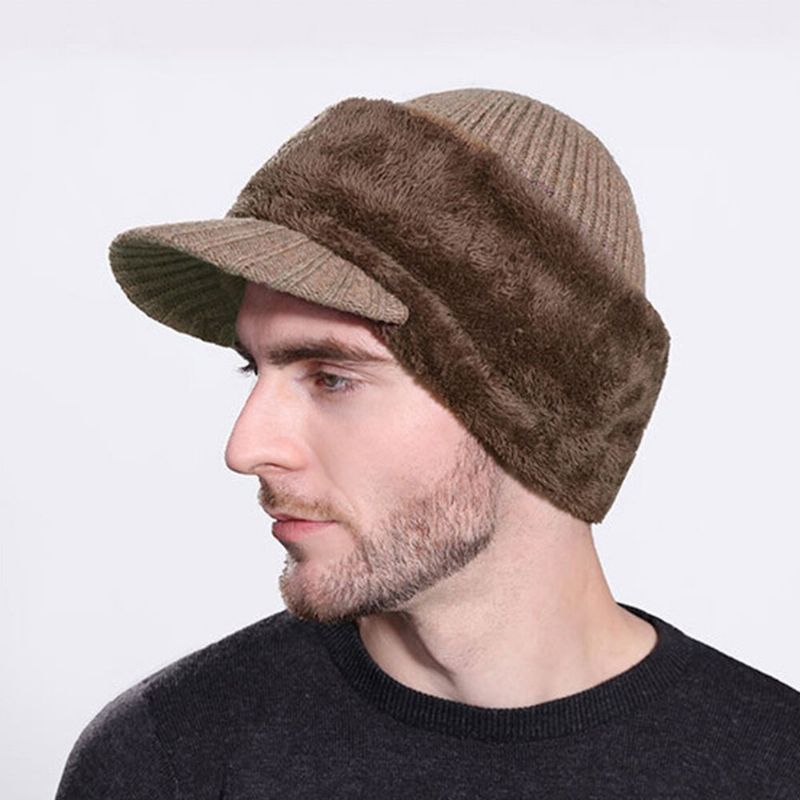 Unisex De Una Pieza Más Terciopelo A Prueba De Viento Mantener Caliente Montar Al Aire Libre Protección Del Cuello Sombrero De Punto Gorro