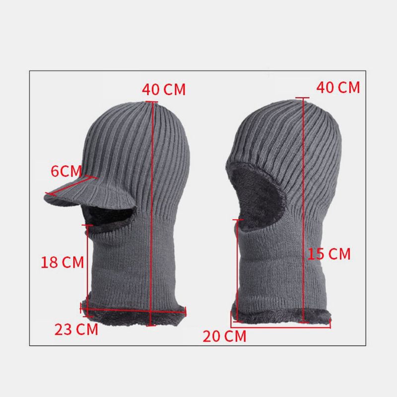 Unisex De Una Pieza Más Terciopelo A Prueba De Viento Mantener Caliente Montar Al Aire Libre Protección Del Cuello Sombrero De Punto Gorro