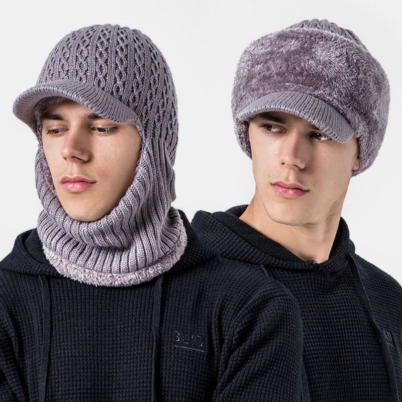 Unisex De Una Pieza Más Terciopelo Grueso Cálido Cuello Cara Protección Para Los Oídos Sombrero Bufanda Sombrero De Punto