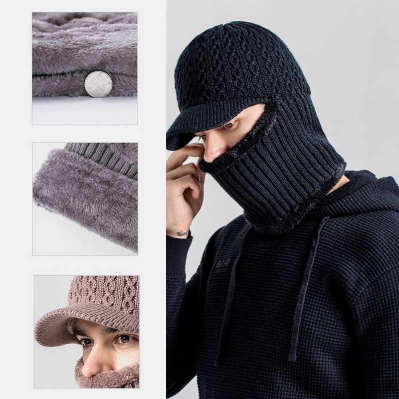 Unisex De Una Pieza Más Terciopelo Grueso Cálido Cuello Cara Protección Para Los Oídos Sombrero Bufanda Sombrero De Punto