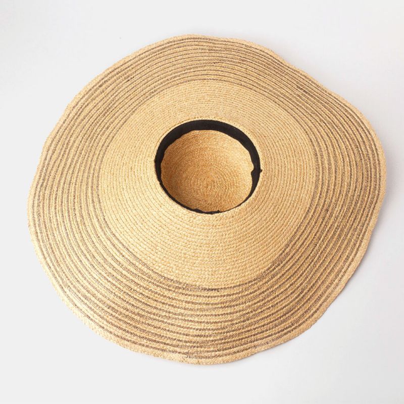 Visera De Ala Salvaje Hecha A Mano Para Mujer Raya De Color Sombrero De Playa Para Vacaciones Sombrero De Rafia Natural Sombrero De Paja Con Ala Enrollada