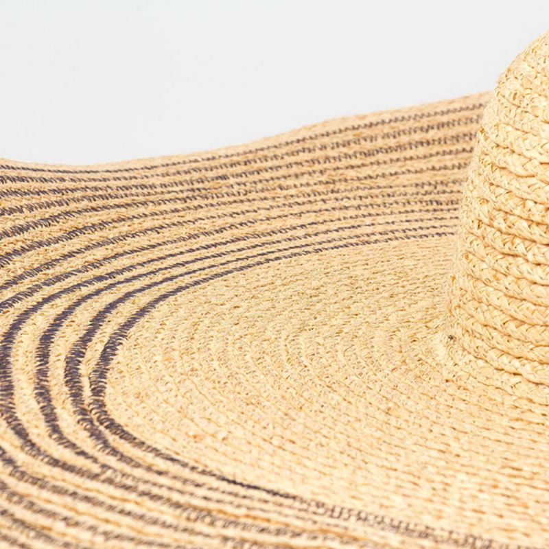 Visera De Ala Salvaje Hecha A Mano Para Mujer Raya De Color Sombrero De Playa Para Vacaciones Sombrero De Rafia Natural Sombrero De Paja Con Ala Enrollada