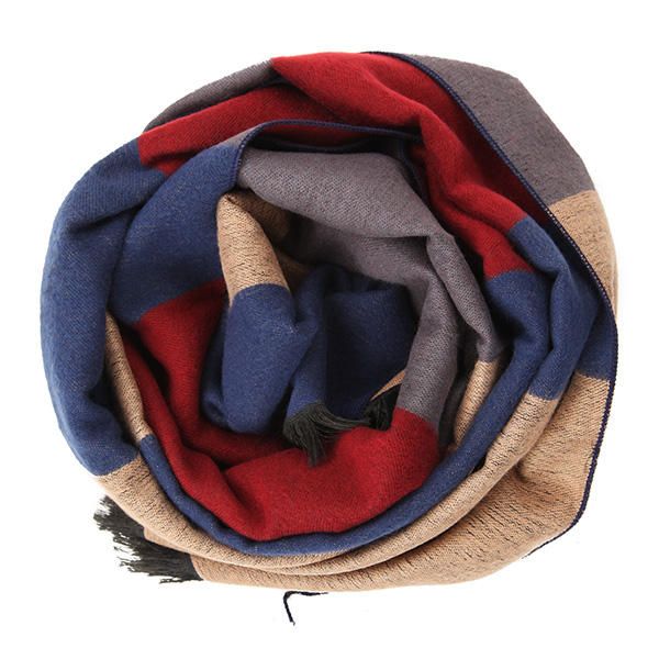 Bufandas De Intervalo De Colores Agitadas Clásicas Unisex Envolturas De Borlas Neutrales Largas Pashmina