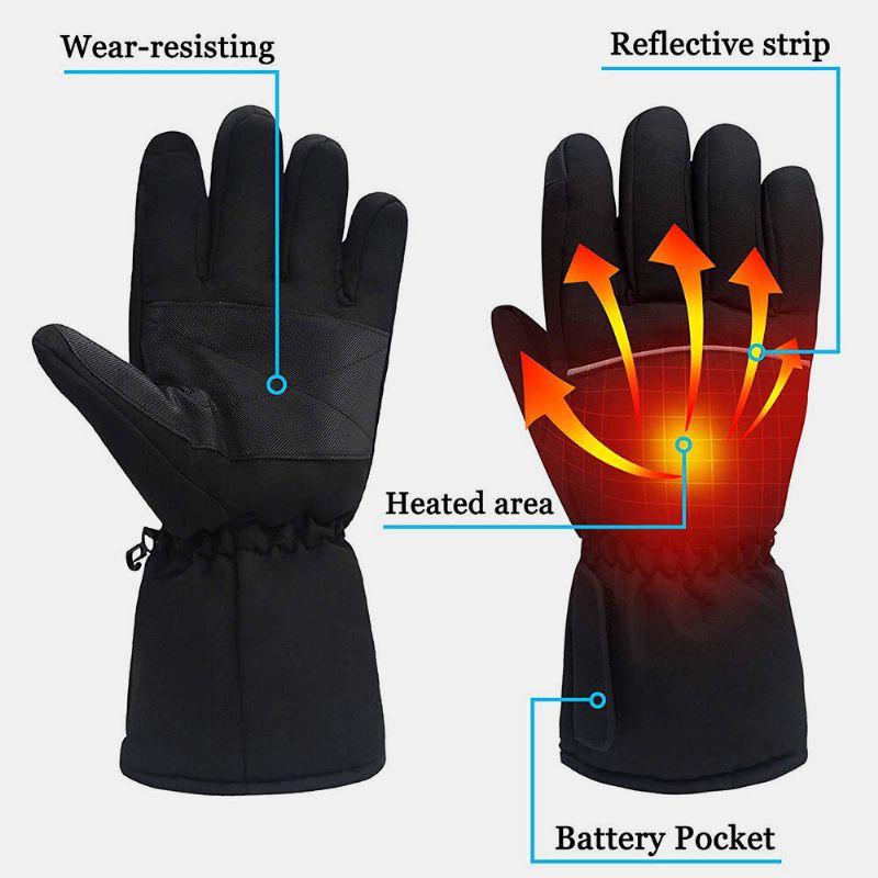 Guantes Calefactores Unisex Con Pantalla Táctil Calentados Por Batería Resistentes Al Viento Cálidos Para Dedos Completos