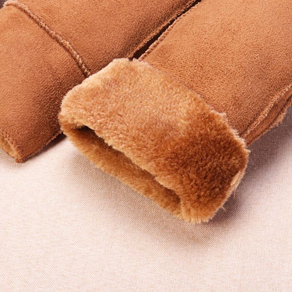 Guantes Cálidos De Felpa De Piel Gruesa Para Mujer Manoplas Elegantes Sólidas Para Exteriores