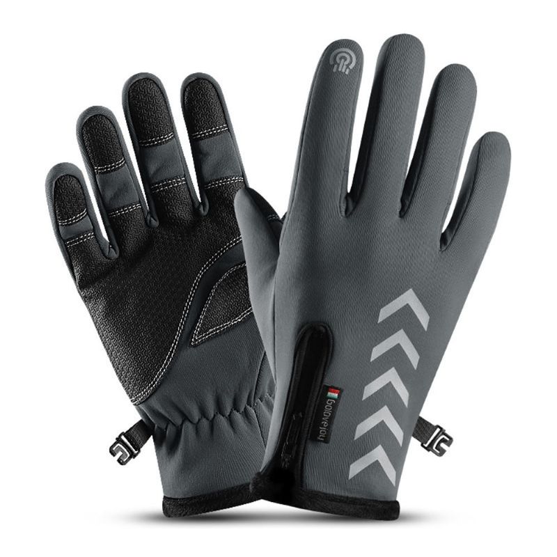 Guantes Cálidos Para Ciclismo Temporada Deportes Al Aire Libre Impermeables Antideslizantes Pantalla Táctil De Cinco Dedos Montar En La Noche Resaltar Guantes Reflectantes