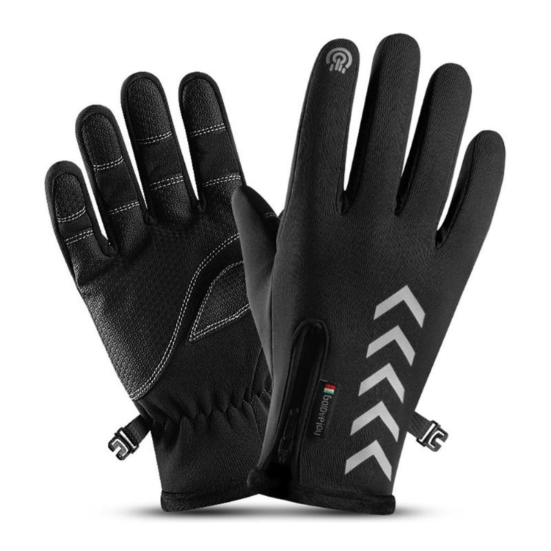 Guantes Cálidos Para Ciclismo Temporada Deportes Al Aire Libre Impermeables Antideslizantes Pantalla Táctil De Cinco Dedos Montar En La Noche Resaltar Guantes Reflectantes