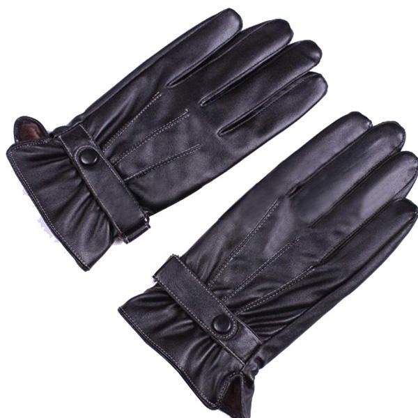 Guantes De Conducción De Ciclismo De Cuero Pu Con Dedos Negros A Prueba De Viento Para Hombre