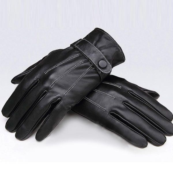 Guantes De Conducción De Ciclismo De Cuero Pu Con Dedos Negros A Prueba De Viento Para Hombre