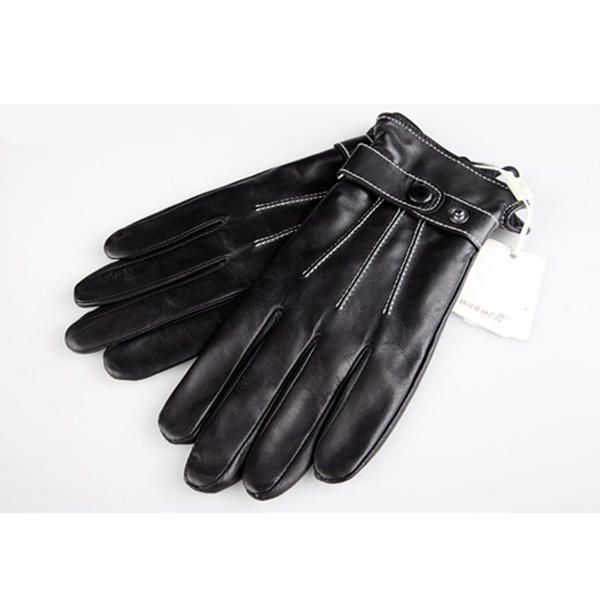 Guantes De Conducción De Ciclismo De Cuero Pu Con Dedos Negros A Prueba De Viento Para Hombre