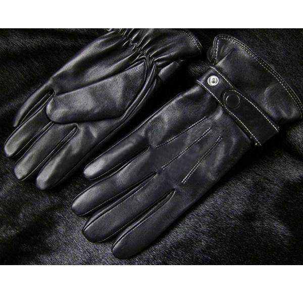 Guantes De Conducción De Ciclismo De Cuero Pu Con Dedos Negros A Prueba De Viento Para Hombre