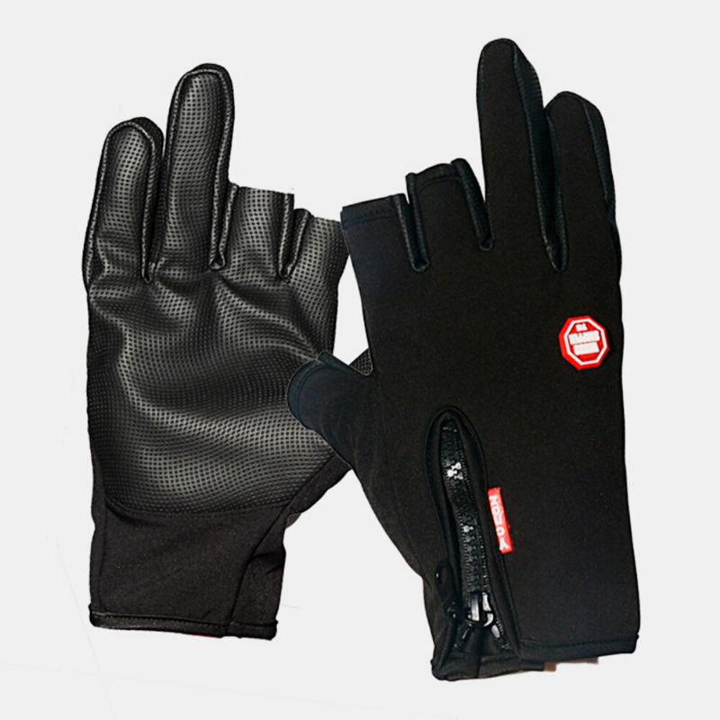 Guantes De Cuero Antideslizantes De Pesca Deportiva Al Aire Libre Impermeables De Medio Dedo Unisex