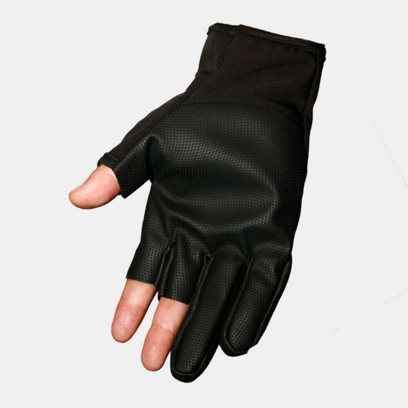 Guantes De Cuero Antideslizantes De Pesca Deportiva Al Aire Libre Impermeables De Medio Dedo Unisex