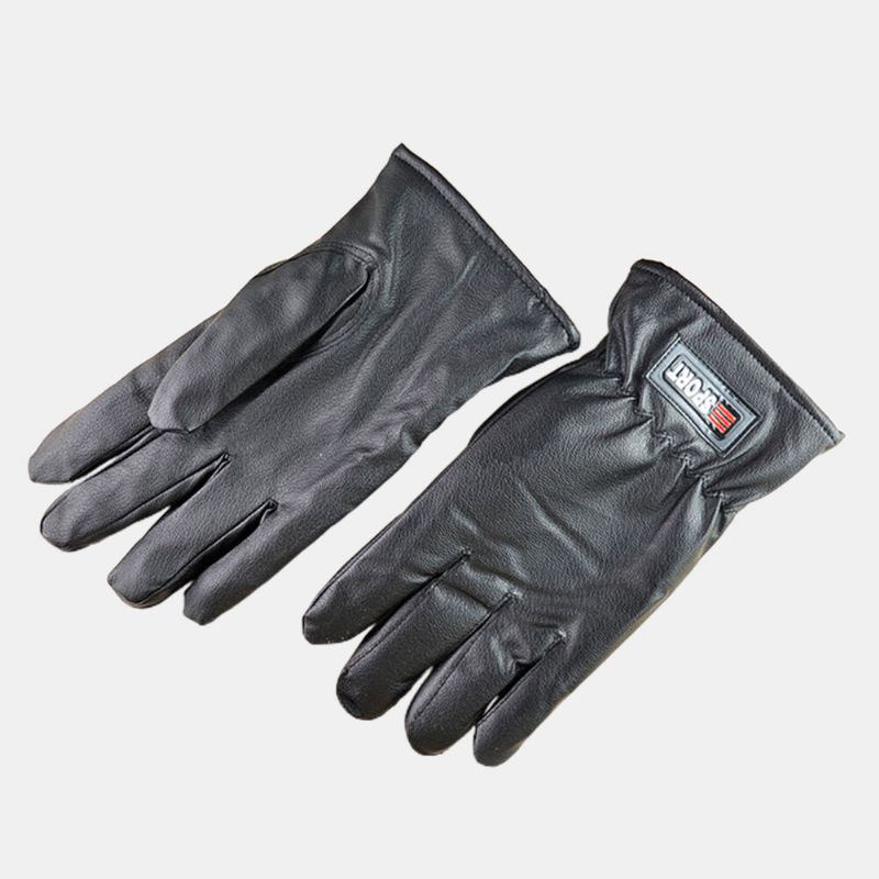 Guantes De Dedo Completo Al Aire Libre Con Pantalla De Terciopelo Impermeable Y De Piel Sintética Para Hombre