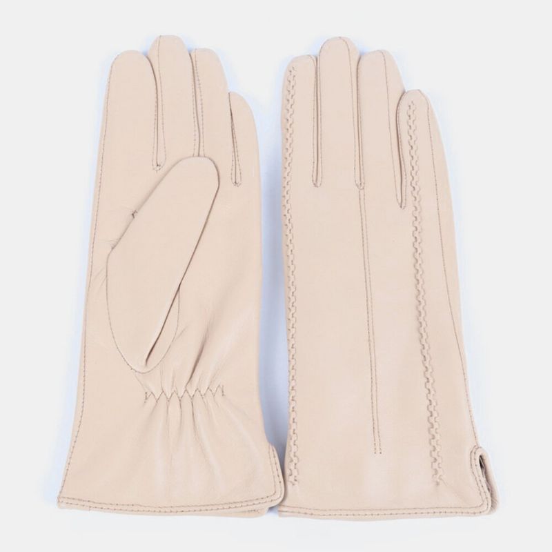 Guantes De Dedo Completo Gruesos De Terciopelo Para Mujer Piel Auténtica Táctil Para Mantener El Calor Moda Al Aire Libre Para Montar En Bicicleta