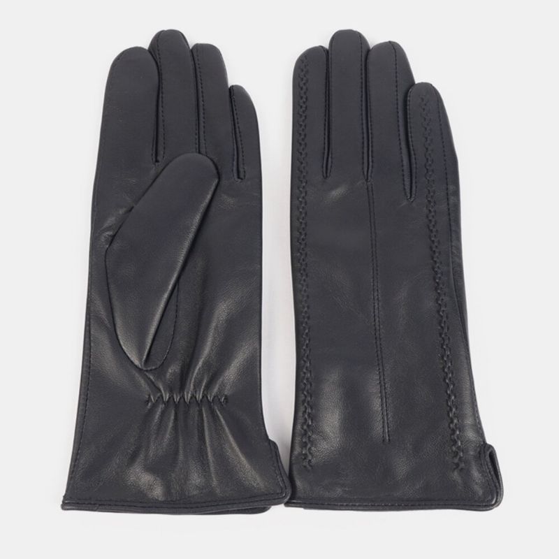 Guantes De Dedo Completo Gruesos De Terciopelo Para Mujer Piel Auténtica Táctil Para Mantener El Calor Moda Al Aire Libre Para Montar En Bicicleta