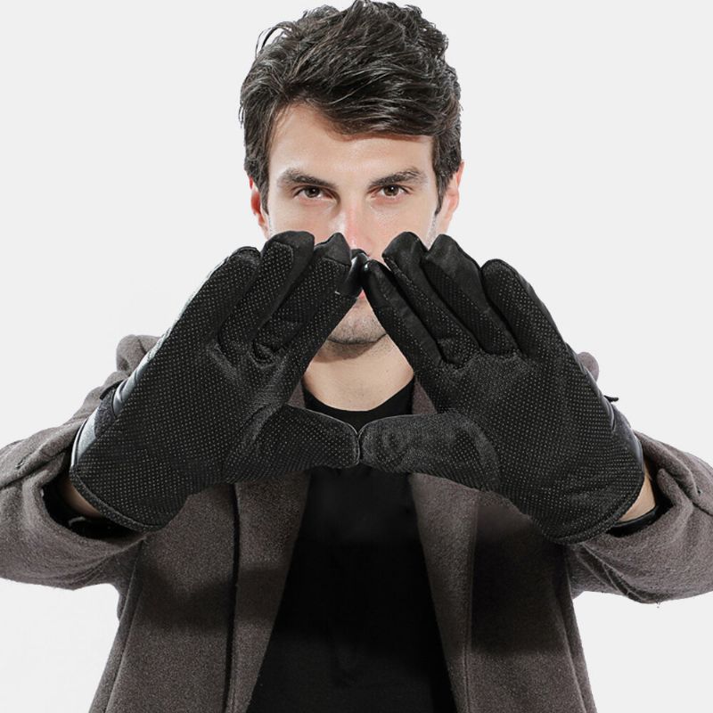 Guantes De Dedo Completo Impermeables Impermeables Con Pantalla Táctil Para Hombre Al Aire Libre Más Guantes De Terciopelo Para Dedos Completos