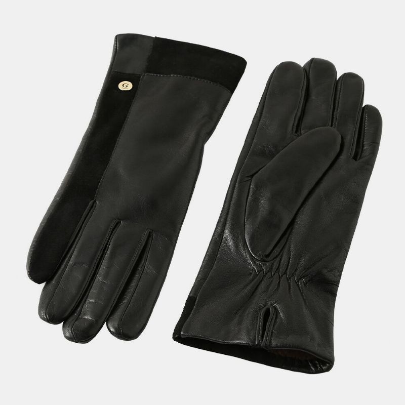 Guantes De Dedo Completo De Terciopelo Con Pantalla Táctil De Cuero Genuino Para Mujer Mantener Caliente Al Aire Libre Más Moda Para Montar En Bicicleta