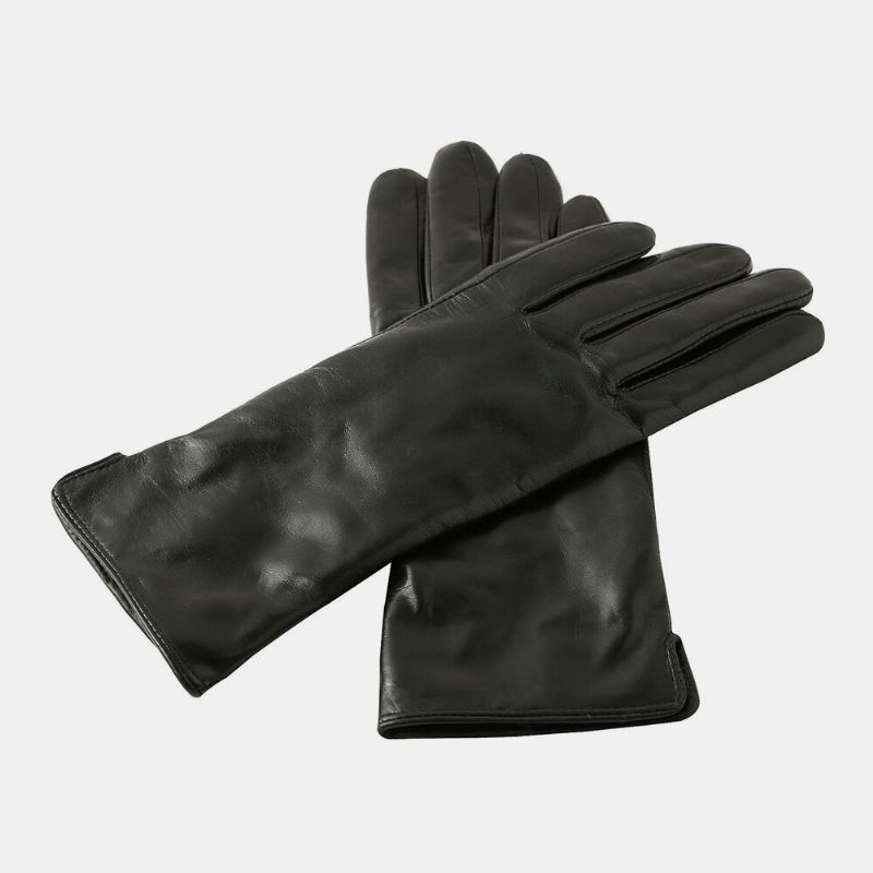 Guantes De Dedo Completo De Terciopelo Con Pantalla Táctil De Cuero Genuino Para Mujer Mantener Caliente Al Aire Libre Más Moda Para Montar En Bicicleta