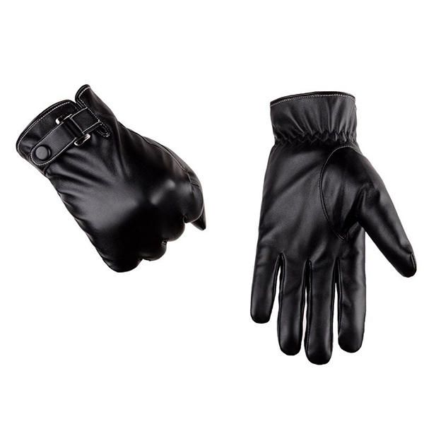 Guantes De Esquí De Ciclismo De Cuero Sintético Con Pantalla Táctil Cálida Para Hombre