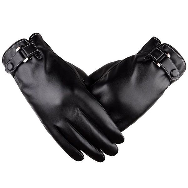 Guantes De Esquí De Ciclismo De Cuero Sintético Con Pantalla Táctil Cálida Para Hombre