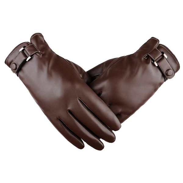 Guantes De Esquí De Ciclismo De Cuero Sintético Con Pantalla Táctil Cálida Para Hombre