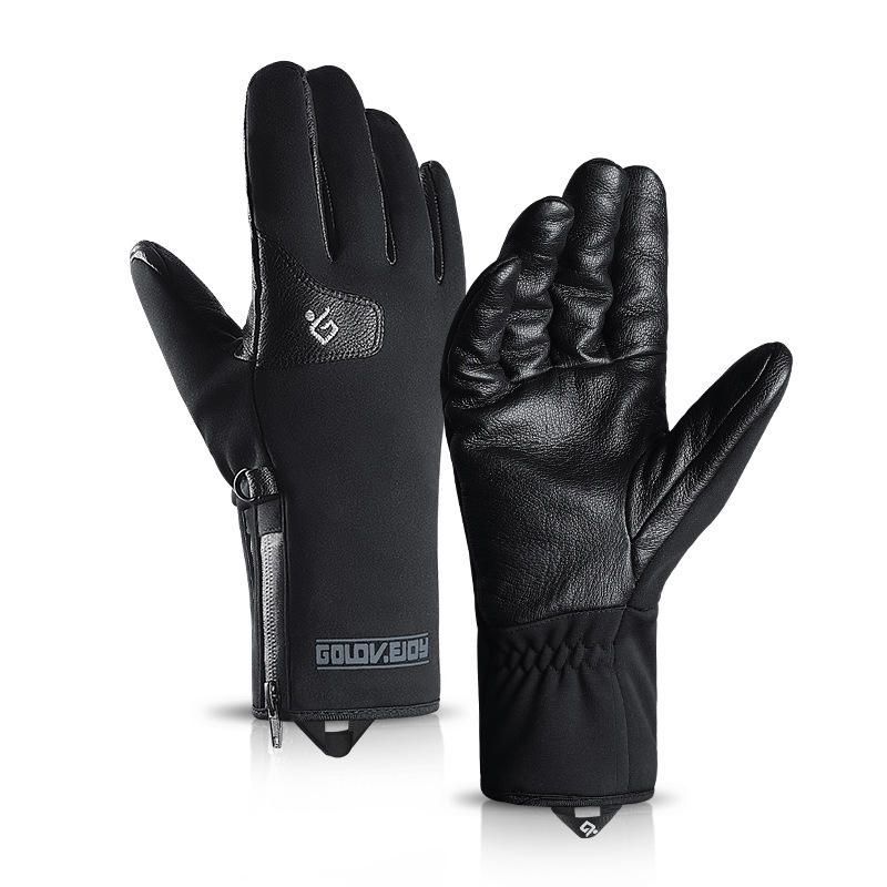 Guantes De Esquí Unisex De Invierno Grueso De Cuero Genuino A Prueba De Viento