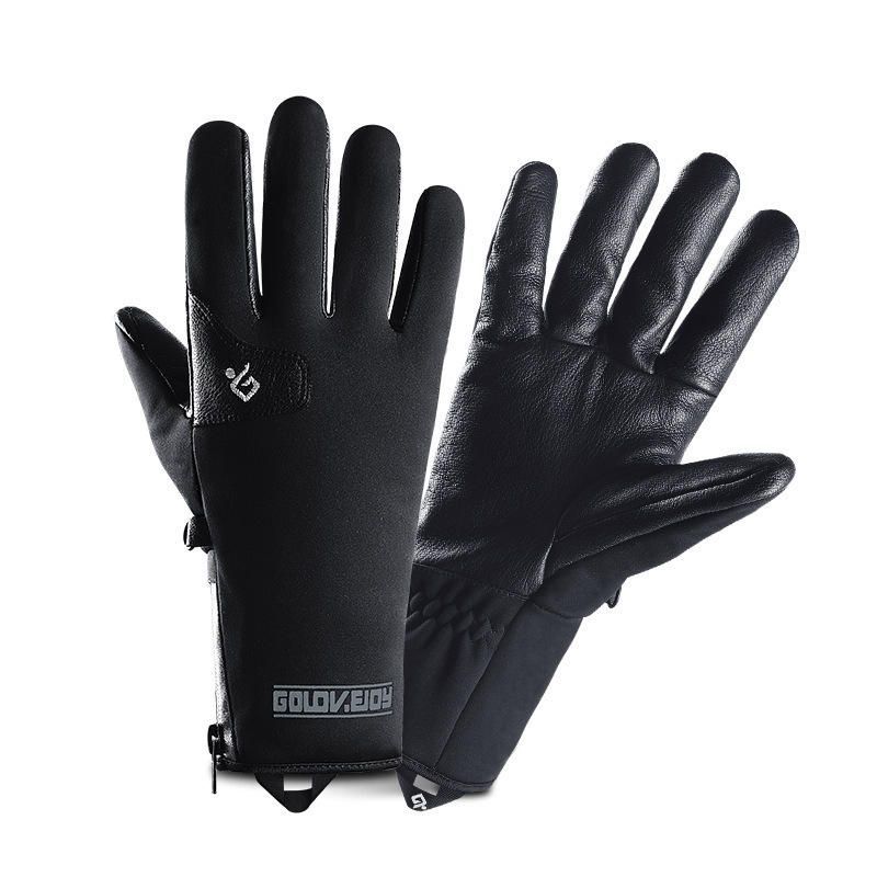 Guantes De Esquí Unisex De Invierno Grueso De Cuero Genuino A Prueba De Viento