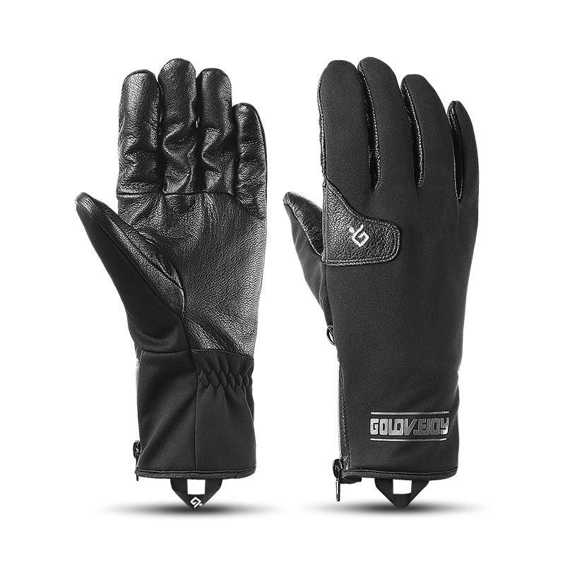 Guantes De Esquí Unisex De Invierno Grueso De Cuero Genuino A Prueba De Viento