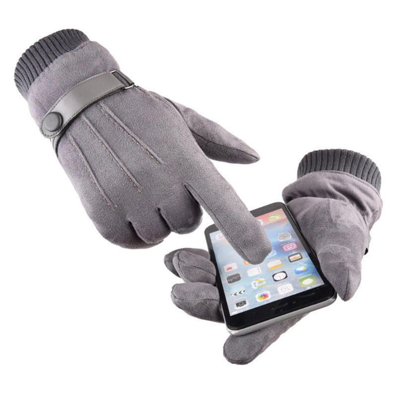 Guantes De Gamuza De Invierno Para Hombre Guante De Dedo Con Pantalla Táctil Gruesa De Terciopelo Cálido