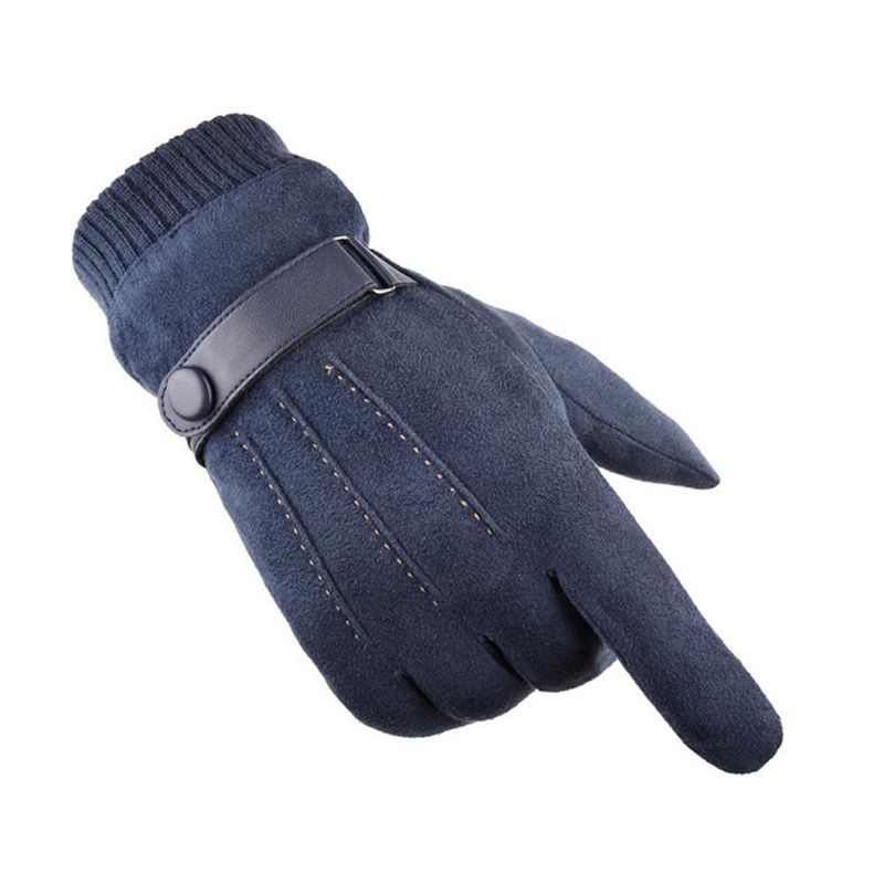 Guantes De Gamuza De Invierno Para Hombre Guante De Dedo Con Pantalla Táctil Gruesa De Terciopelo Cálido