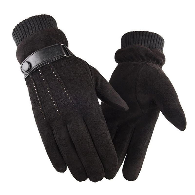 Guantes De Gamuza De Invierno Para Hombre Guante De Dedo Con Pantalla Táctil Gruesa De Terciopelo Cálido