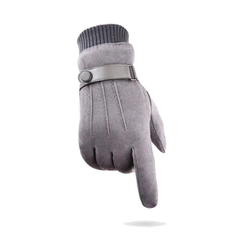 Guantes De Gamuza De Invierno Para Hombre Guante De Dedo Con Pantalla Táctil Gruesa De Terciopelo Cálido