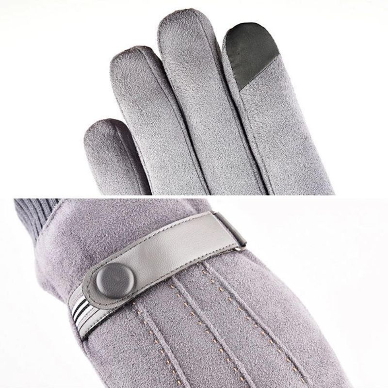 Guantes De Gamuza De Invierno Para Hombre Guante De Dedo Con Pantalla Táctil Gruesa De Terciopelo Cálido