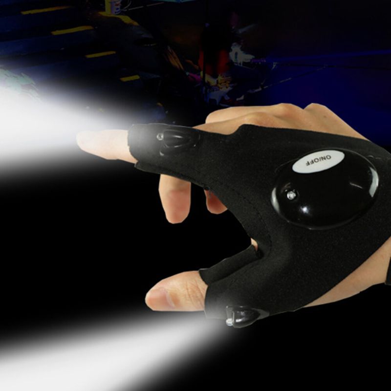 Guantes De Medio Dedo Unisex Con Luz Led Para Deportes Al Aire Libre Pesca Nocturna Impermeables