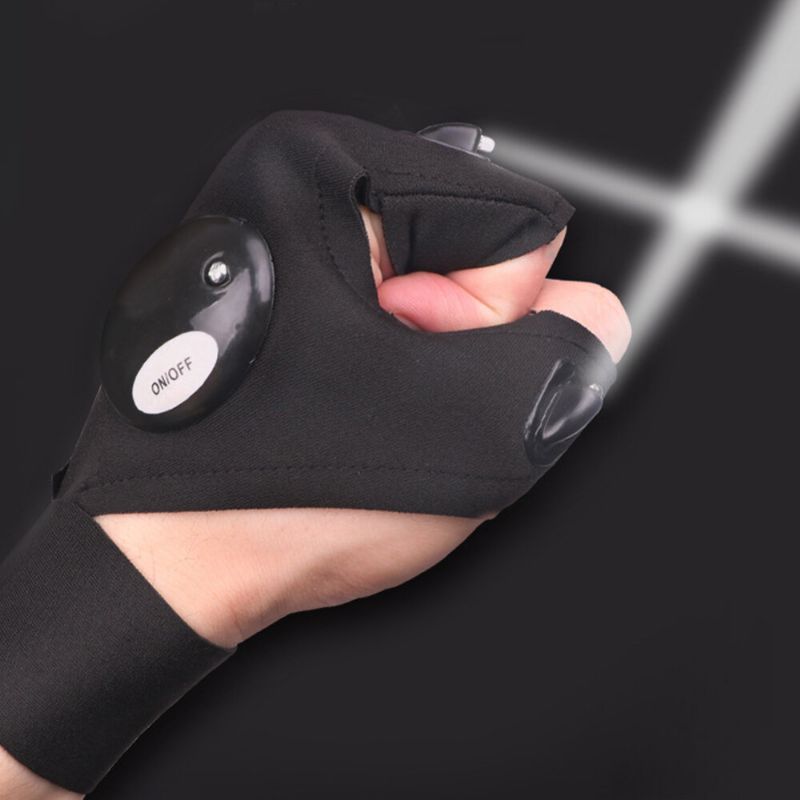 Guantes De Medio Dedo Unisex Con Luz Led Para Deportes Al Aire Libre Pesca Nocturna Impermeables